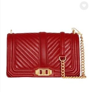 Rebecca Minkoff Red Chevron Quilted Love Crossbody in Chili Red